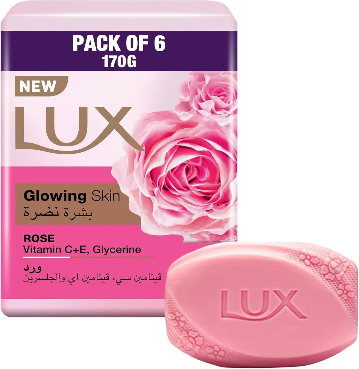 Lux Glowing Skin Rose Soap 170g x6