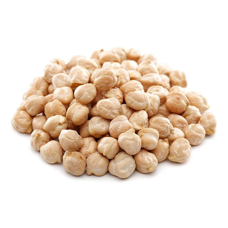 Large white chickpeas on white background