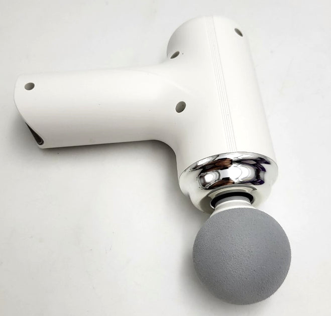Mini Massage Gun white rear and massage head product view