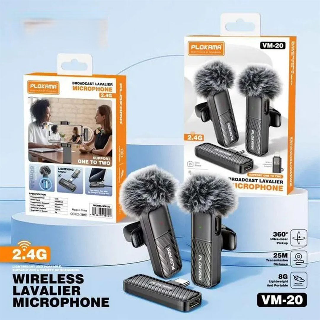 PLOKAMA VM-20 dual wireless lavalier microphone kit