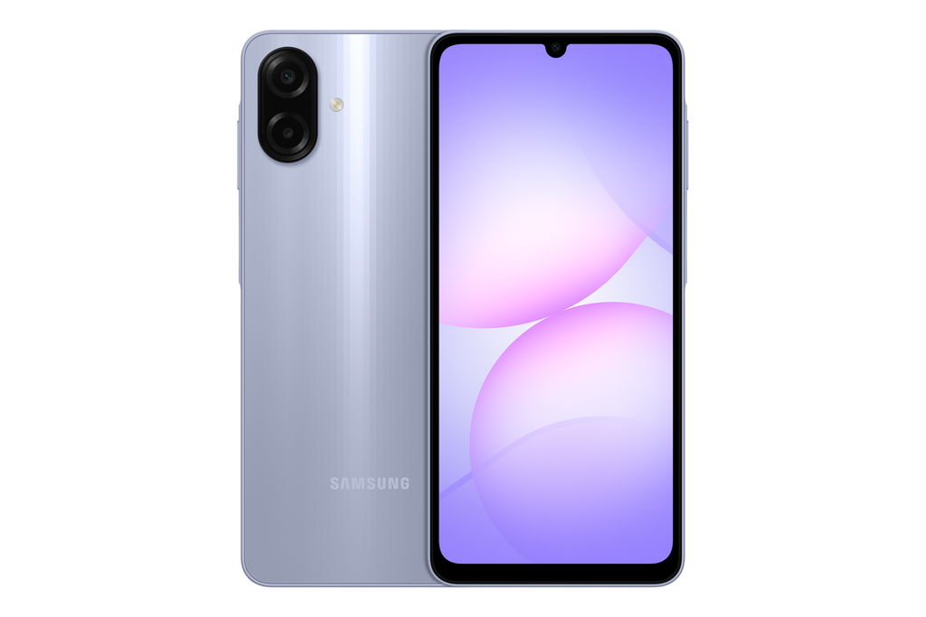 Samsung Galaxy A07s Light Violet official front and back image