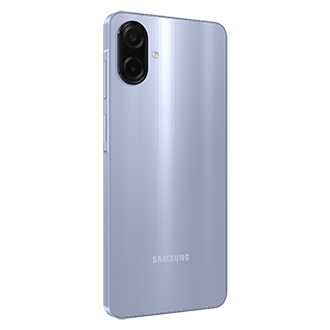 Samsung Galaxy A07s Light Violet official rear left angle