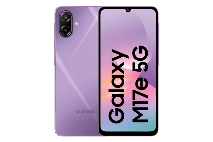 Samsung Galaxy M17e 5G Vibe Violet official front and back view