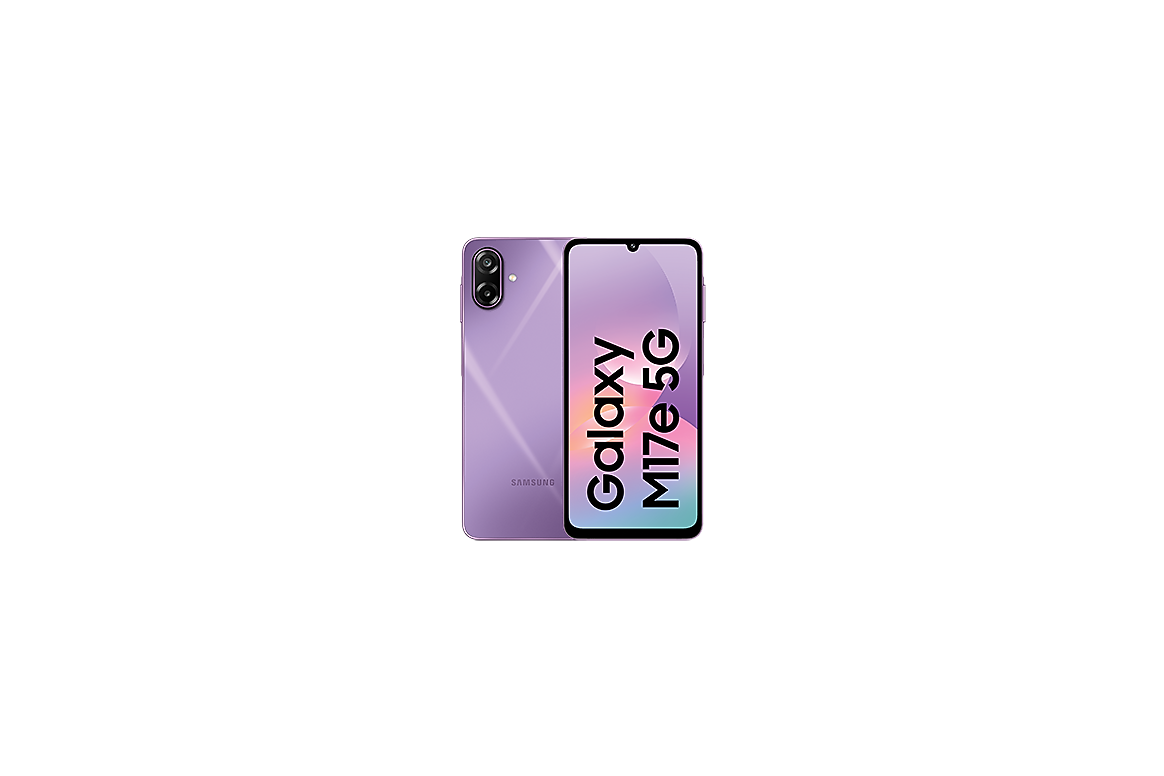 Samsung Galaxy M17e 5G Vibe Violet official front and back view