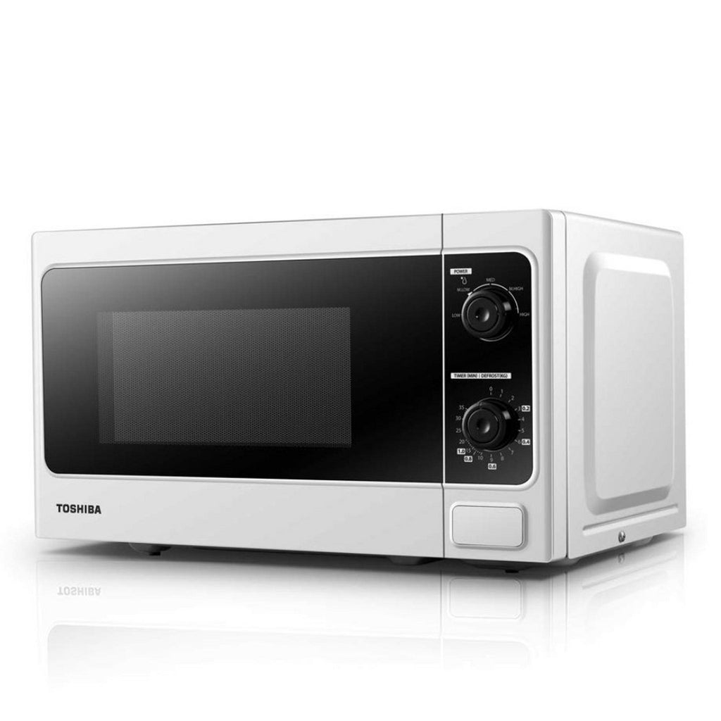 Toshiba MM-MM20P 20L 800W Microwave Oven White angled view