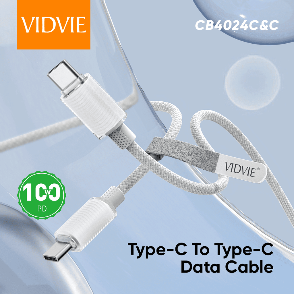 VIDVIE CB4024C&C USB-C to USB-C 100W PD cable White