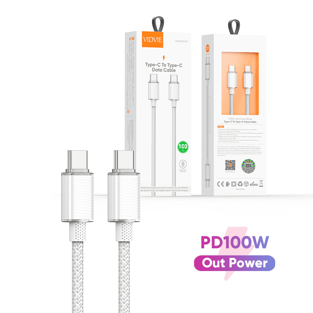 VIDVIE CB4024C&C White retail package and cable