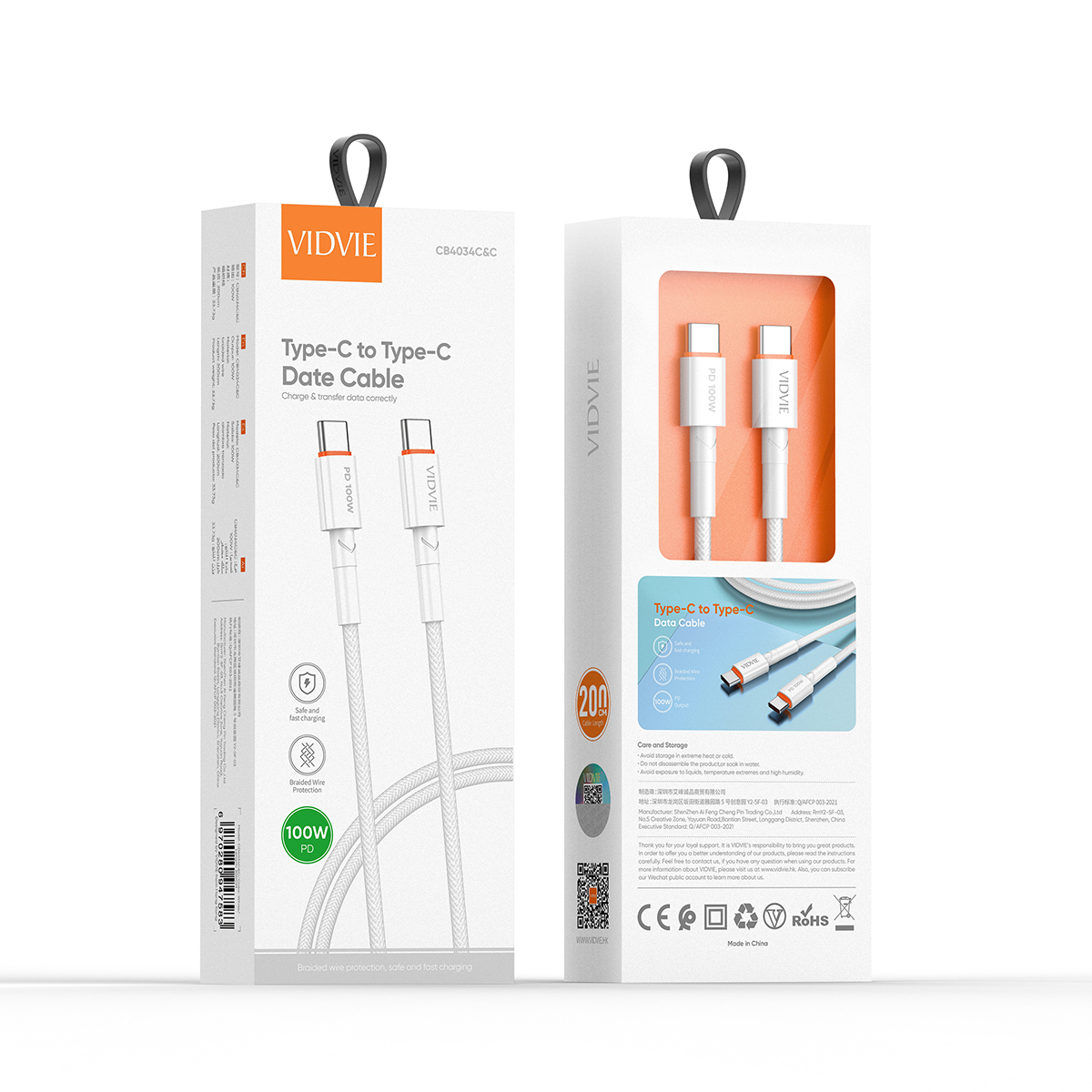 VIDVIE CB4034 100W PD Type-C cable