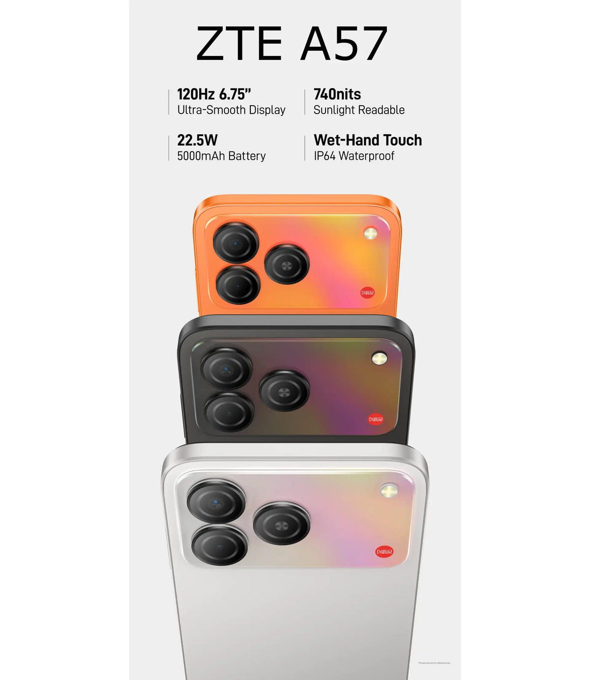 ZTE A57 key specifications and colours