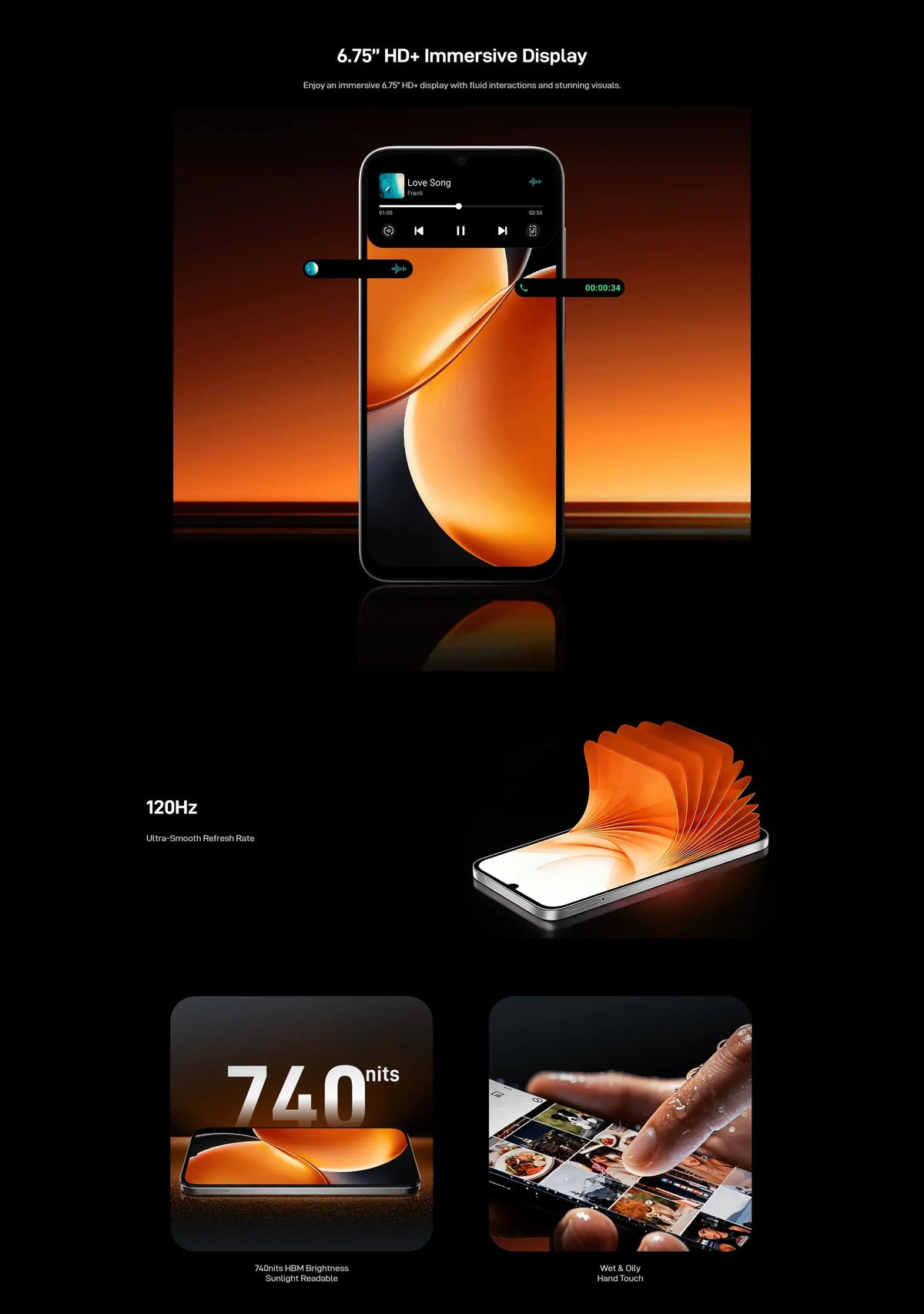 ZTE A57 6.75 inch 120Hz display details
